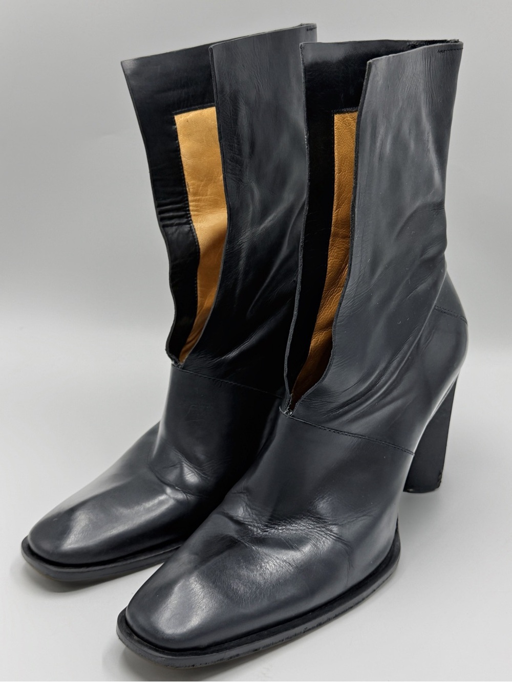 Costume National Vintage Heeled Boots, Open Shin design, size EU 38, US 7.5